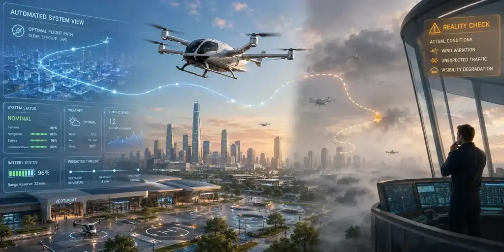 Imagem ilustrativa simula automação de evtol